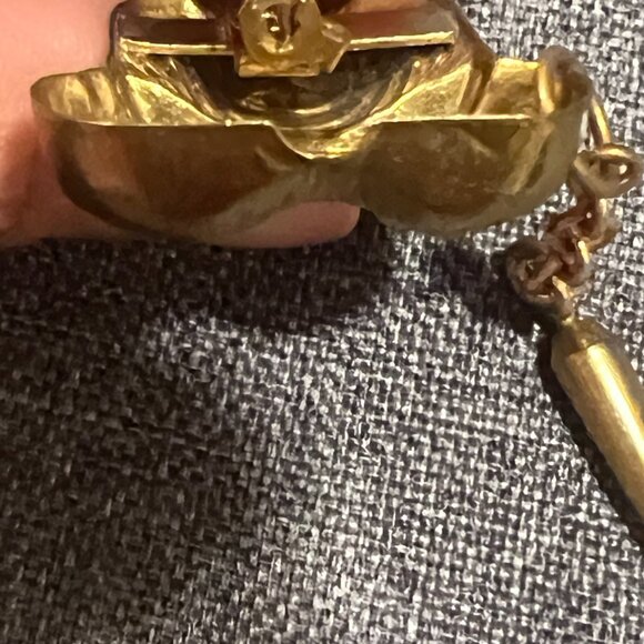 Vintage Buddha Tie Clip Gold Tone Tie Tack with Chain & Drop Bar Men’s Accessory - Picture 5 of 7